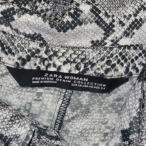 Zara Black And Grey Snake Print Long Shirt Dress Button Down Size XS - Picture 13 of 16